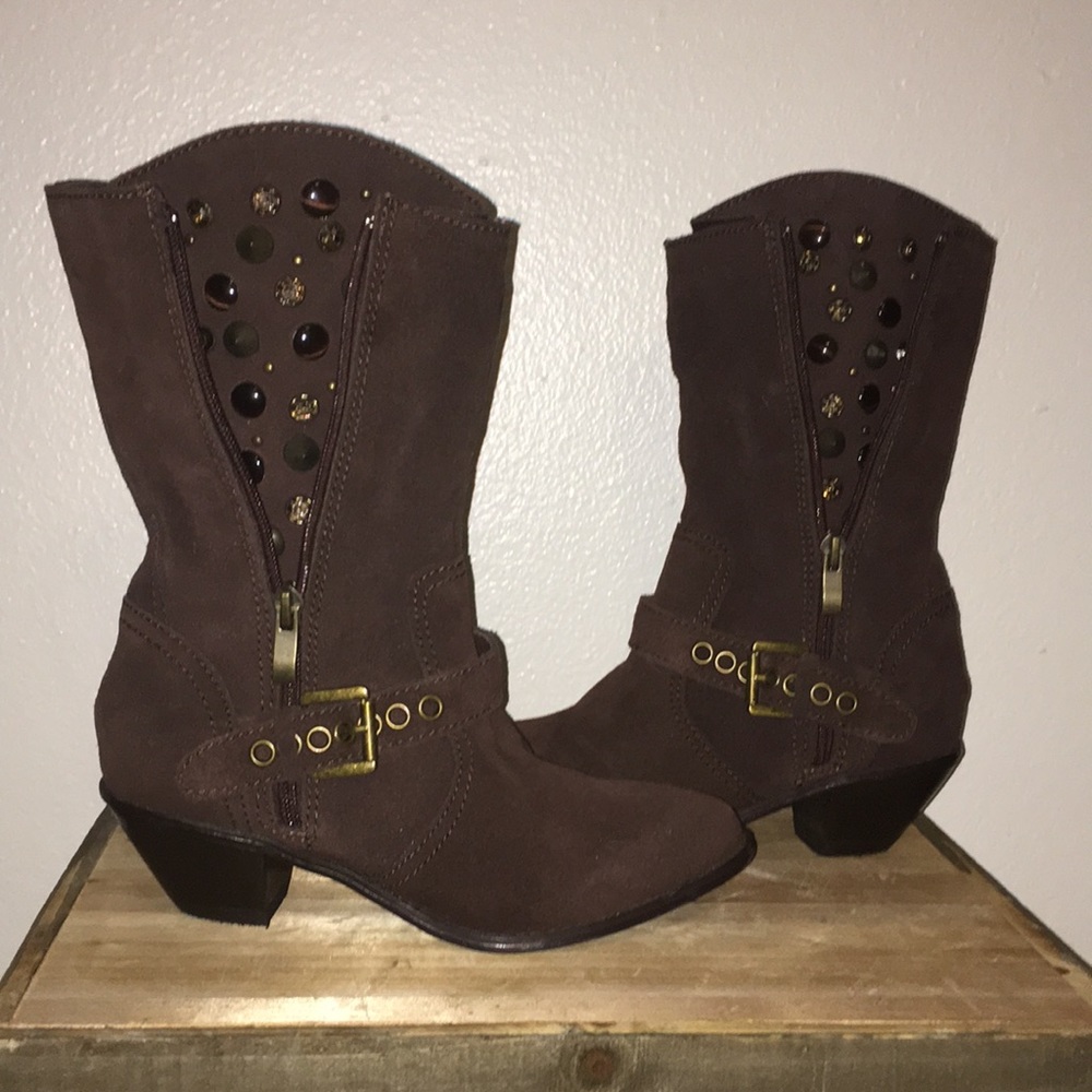 Brown suede boots